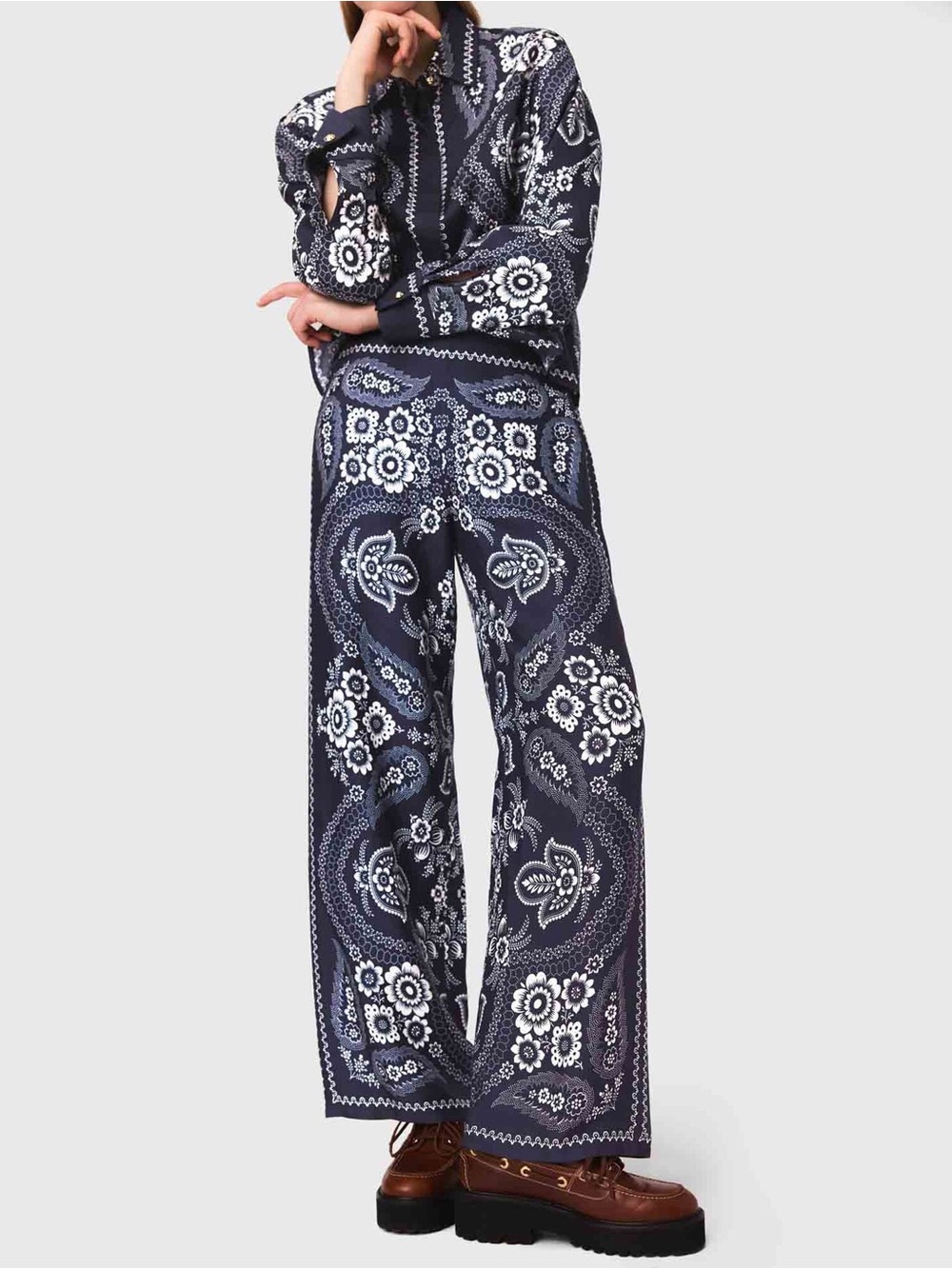 Maje Flowing Bandana Print Pants - Picture 1 of 6